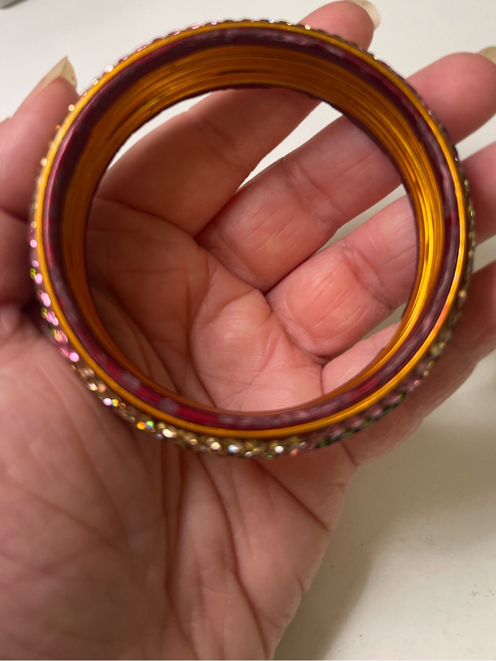 Multi Color Rhinestone Bangle Size 2.2 - Picture 4 of 4